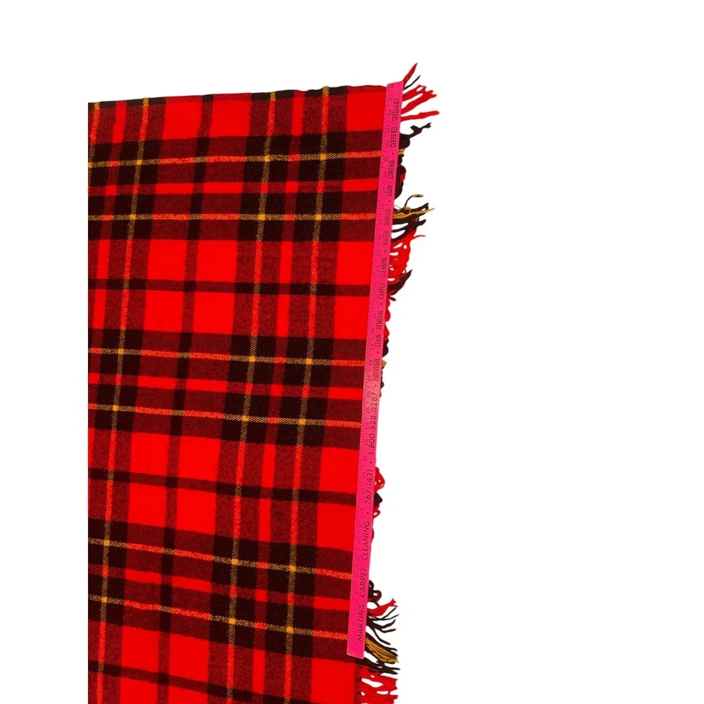 Faribo Vintage Red Black Tassel 100% Wool Stadium Throw Lap Blanket 51